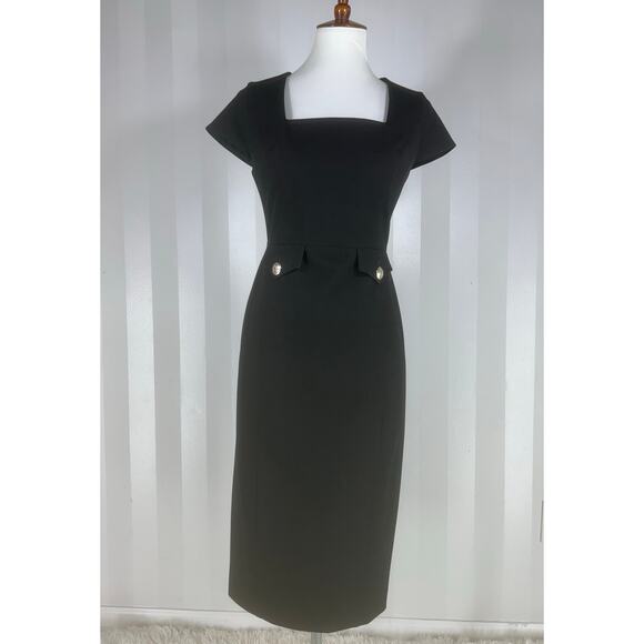 Ted Baker Dresses & Skirts - TED BAKER Josiaad Black Military Detail Midi Dress